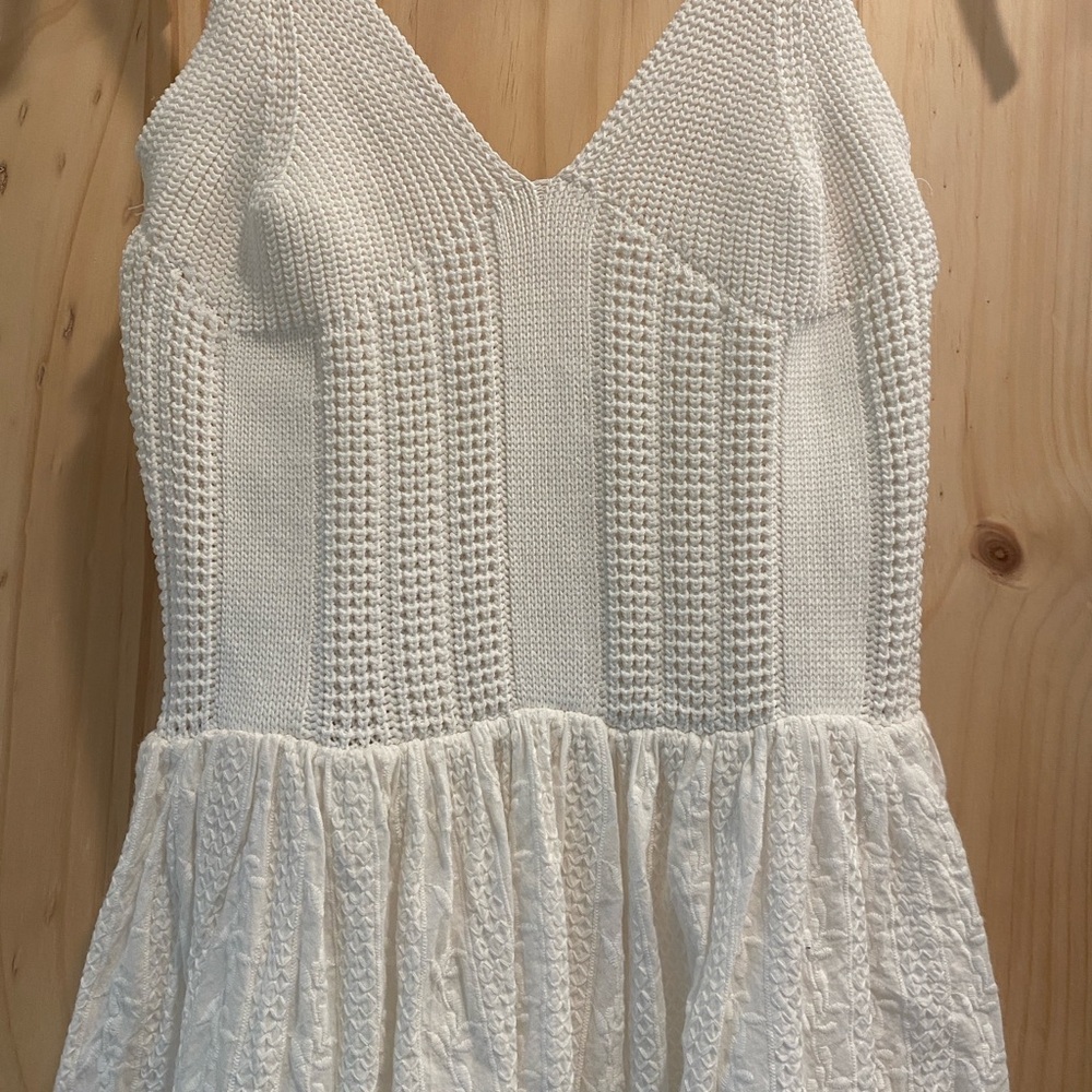 En Saison Cream Textured Sundress with Ruffle Trim. 
Never worn! - Picture 11 of 14